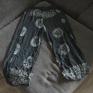 Bohemian Black and White Patterned Pants